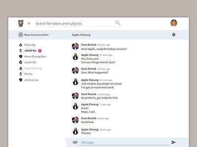 Conversations app chat clean communication conversation desktop messages notification owl search the graduate web