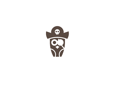 Pirate Owl brown eyepatch hat logo minimal owl pirate rebel skull solid the graduate wings