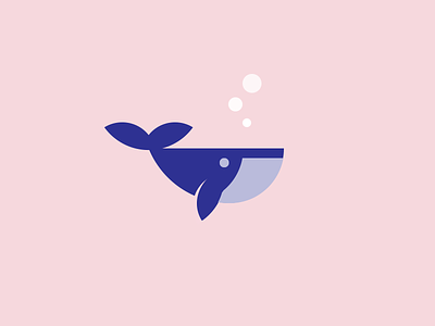 Whale bubbles fin fish geometric illustration logo minimal pink simple swimming tail whale