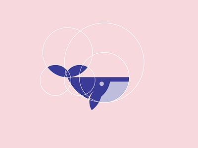 Whale - circles circle fin fish geometric illustration logo minimal pink simple swimming tail whale