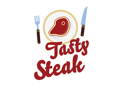 Tasty Steak cutlery dinner food fork illustration knife lunch menu plate portion steak tasty