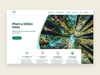 Plant a billion trees - desktop version concept deforestation design desktop ecology forest landing planet plant plant a billion trees tree ui uiux ux webdesign