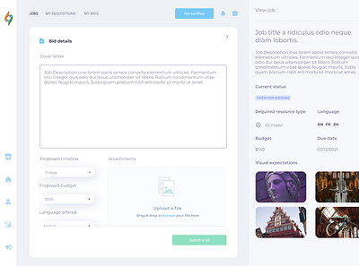 Marketplace design. Bid details. bid design details freelancer job marketplace ui ux