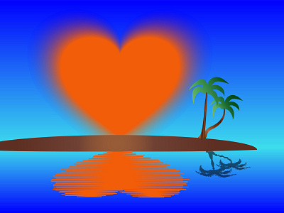 Island design heart illustration island love seasonal sun valentine vector