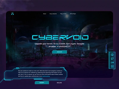 Landing Page - NFT Cryptogame app application branding crypto cyber cyberpunk design future game graphic design landing landingpage mobile motion graphics neo nft robots ui ux web