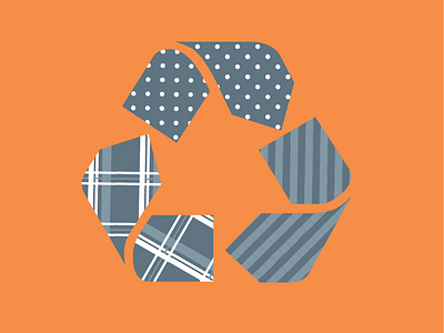 Sustainably Produced branding design icon illustration re brand recycling ties vector