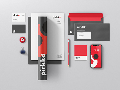 Pirkko° - A Ladybug inspired geometric logo and stationery set branding identity ladybug logo logotype red symbol