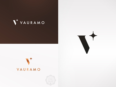 Vauramo branding broker classy copper corporate design corporate identity foil high end logo realestate rosegold shine simple sparkle star stylish traditional v logo