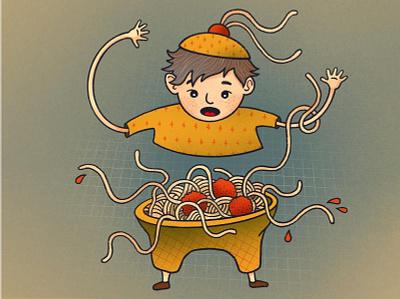 Spaghetti Steve carbs character design illustration illustrations meatballs noodles procreate quarantine spaghetti