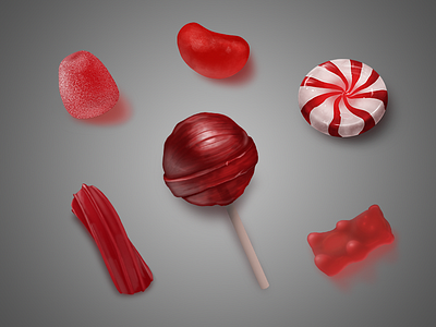 Sugar Rush candy candy bean gummy bear illustration lollipop peppermint photoshop red