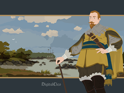 Gustavus Adolphus - A recreation of EU4 loading screen adobe illustrator history illustration recreation