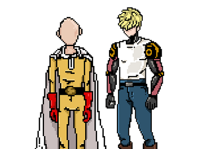 One Punch Man - Saitama and Genos pixel art