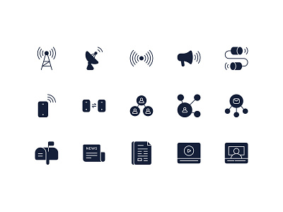 Communication Glyphs communication data megaphone news phone transfer tv video