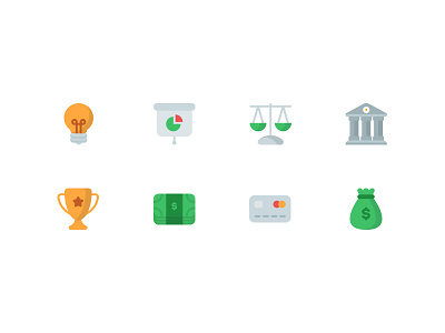 Business And Money Icons bank bulb business card chart dollar money presentation scale trophy