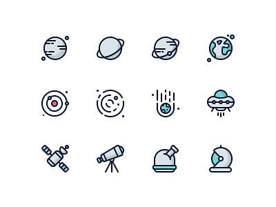 Space Icons comet earth galaxy moon planet satellite space ufo universe