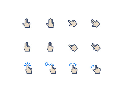 Gestures click drag finger gesture hand pinch swipe thumb