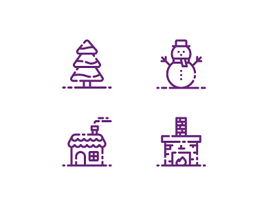 Winter Icons cold fireplace house snow snowman tree winter