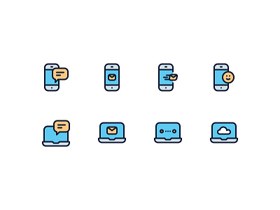 Communication Icons chat cloud communication computer laptop message notebook phone smile