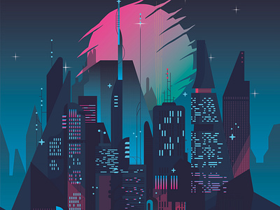 Cybercity illustration for mask cyber cybercity cyberpunk futurism futuristic graphic design illustration mask vector