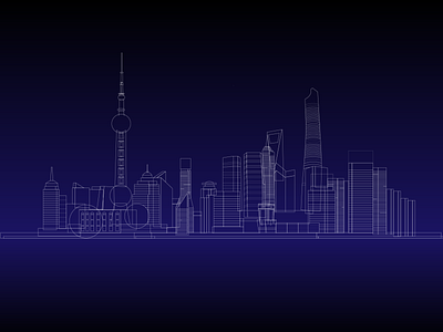 Shanghai Skyline architechture blue building digital graphic design illustration shanghai vector