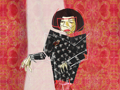 City Obasan collage digital illustration gestural illustraor illustration japan old lady pencil photoshop textiles traditional illustration