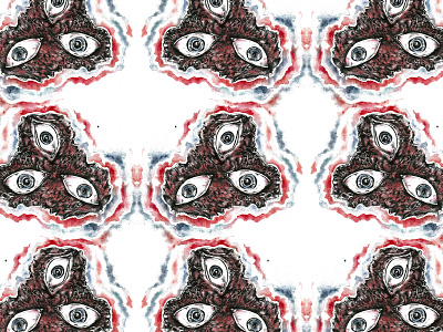 The eyes have it eye horror illustration ink pattern design red and blue traditional