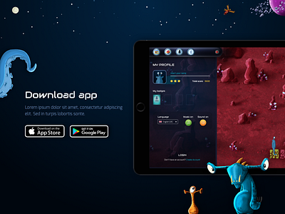 Game design for GalaxyCodr game gamedesign monsters space tabletapp ui universe ux