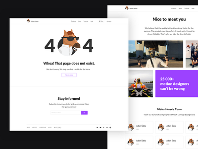 Mister Horse redesign 404 aboutpage ae error flat misterhorse plugin redesign ui webdesign