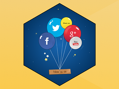 Follow us ballon follow illustrations social icons space stars universe