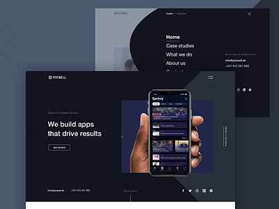 Redesign for Pixwell agency build app case studies cover digital agency header hero menu projects redesign software house website