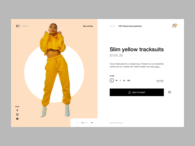 Product Card eshop store fashion yellow women tracksuit product card ux ui webdesign ecomerce