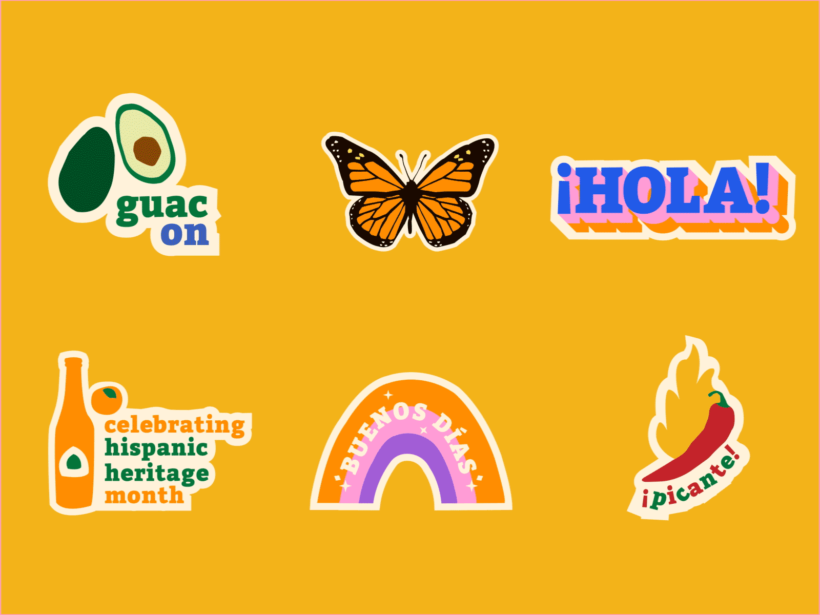 Hispanic Heritage Month Stickers colorful culture graphic design happy heritage hispanic illustration instagram latin mexican month social media stickers