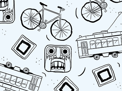 Temple Run bike coins illustration noise run temple run tram