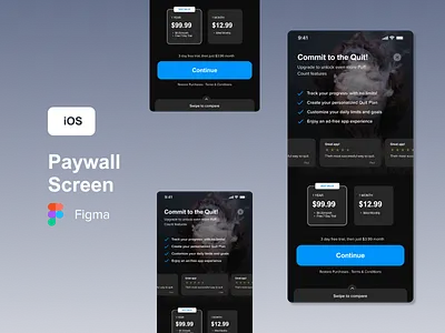 Paywall screen for puff count app app app ui health welness paywall paywall screen puff count app quit vapping ui kit