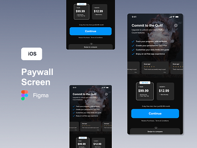 Paywall screen for puff count app app app ui health welness paywall paywall screen puff count app quit vapping ui kit