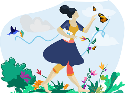 Explore The Nature design explore flat vector flowers girl illustration nature