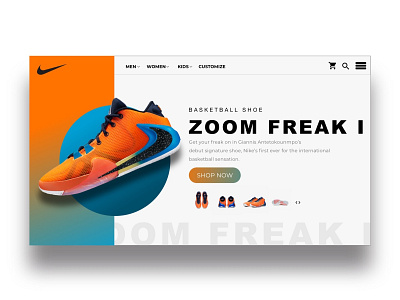 Nike Zoom Freak Landing dailyui designer ecommerce freak giannis antetokounmpo invisionstudio landingpage nike shoes uidesign uiux webdesign website zoom