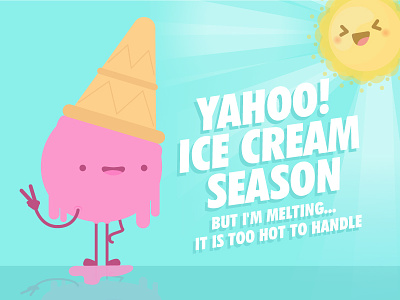 I'm melting away cute ice cream illustration kawaii summer sun vector
