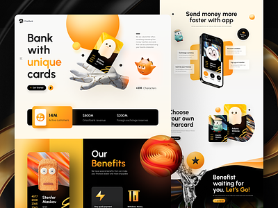 CharBank Landing Page bank card character finance landing page ui uiux design website