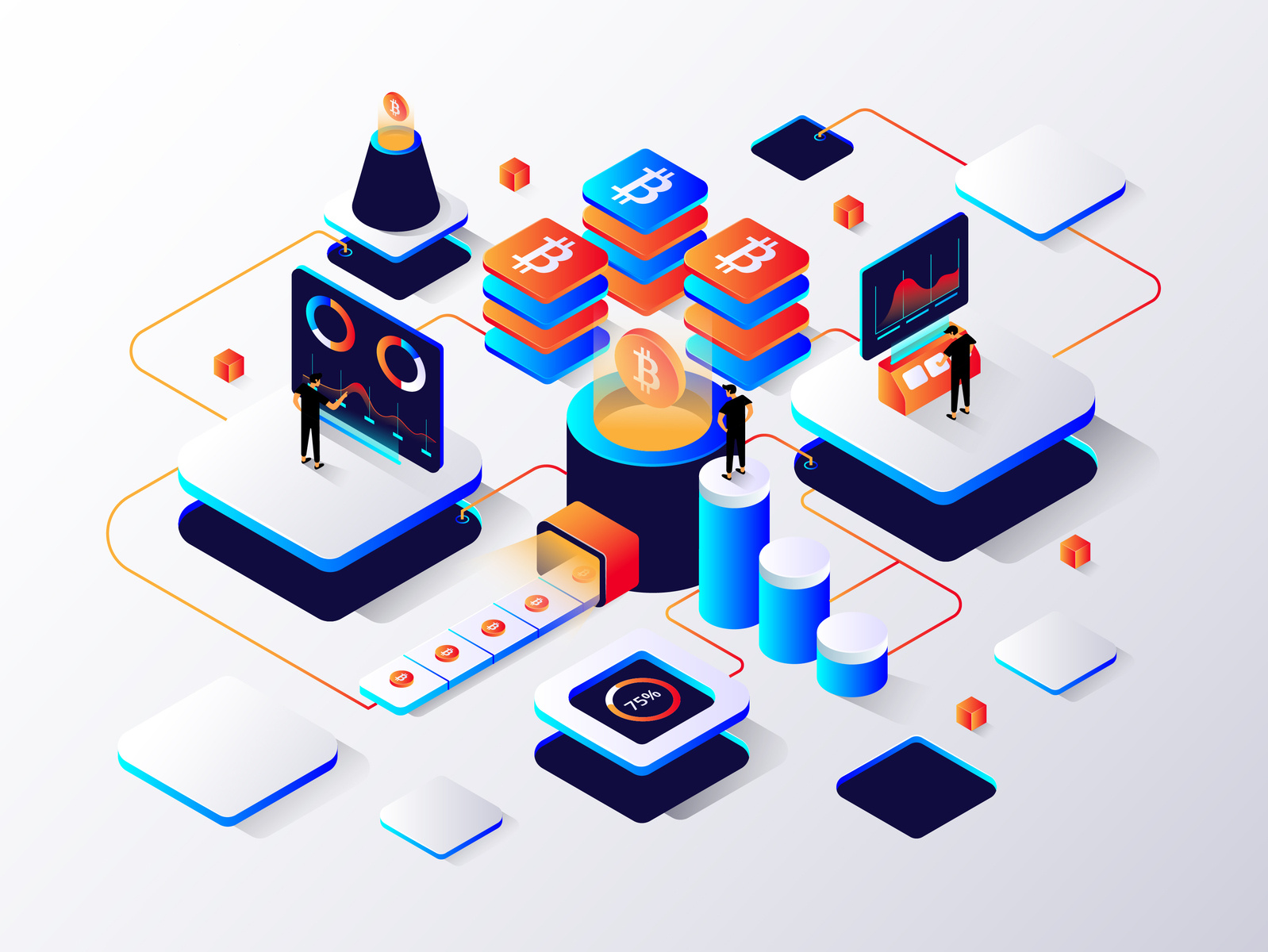 Isometric bitcoin analysis concept by Iksan Hafidho on Dribbble