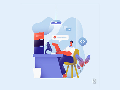 Work From Home Illustration app art character character concept chattinng concept design flat freelence home illustration landing page simple ui vector website work workspace