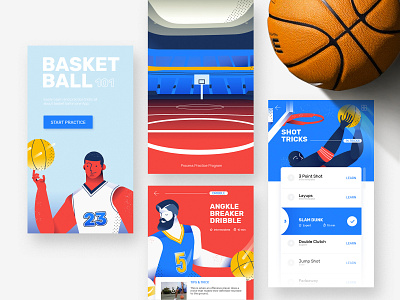 Basketball 101 UI 2019 app basketball character concept design flat illustration mobile app sports ui ux vector