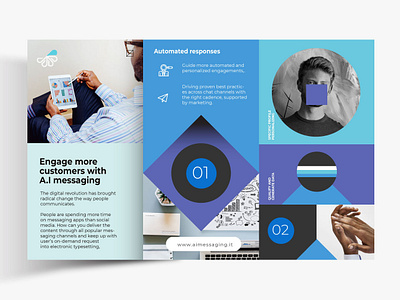 AI Messaging Layout abstract ai app blue branding brochure concept flat geometric interface messaging minimalist vector