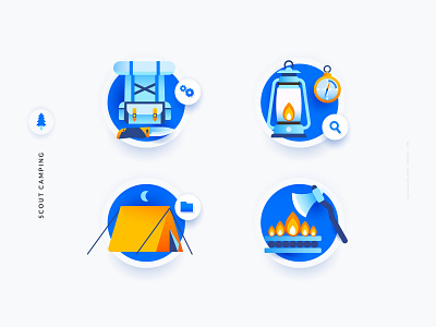 Scout Camping Icon app blue camping concept design flat gradient icon illustration minimalism set ui vector