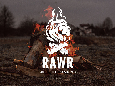 Rawr: Wildlife Camping brand identity branding design fire fire logo illustration lion logo lionlogo logodesign
