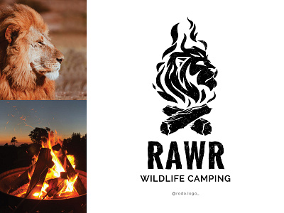 Rawr: Wildlife Camping brand identity branding fire fire logo illustration lion logo logodesign