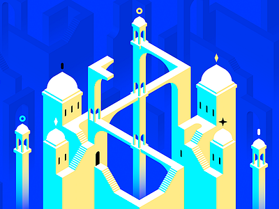 Blog Illustration — Monument Valley 3d architecture article blog castle cover escher first shot illustration isometric medium optical art