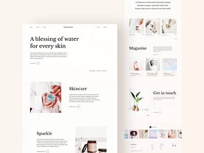 Landing page For Cosmetics animation beauty products branding clean cosmetic creative homepage identity landing page minimal natural skincare skincare cosmetic store ui vibe visual web web design white