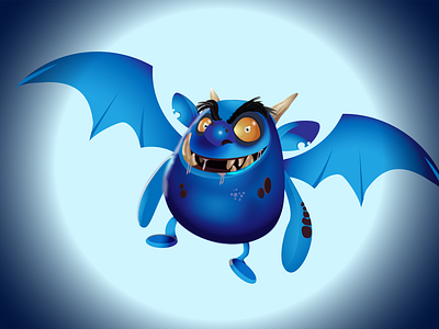 Flying Monster animation blue cartoon character art character design cute monster flat illustration monster vector