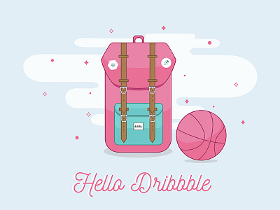 Hello Dribbble america backpack backpack illustration debut invite little